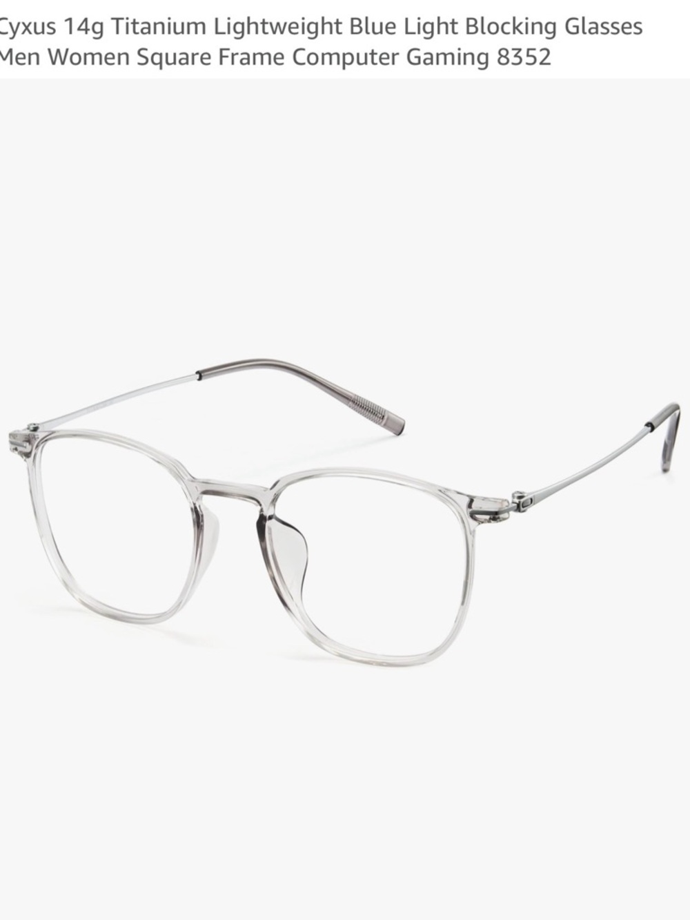 Clear Transparent Square Frame Glasses - Blue Light Blocking